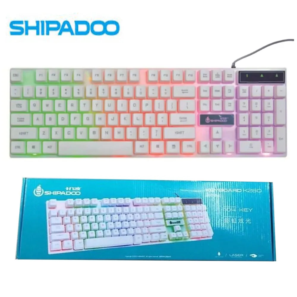 SHIPADOO K280 RGB Rainbow Glow Wired Gaming Keyboard SHIPADOO K280 RGB Rainbow Glow Wired Gaming Keyboard